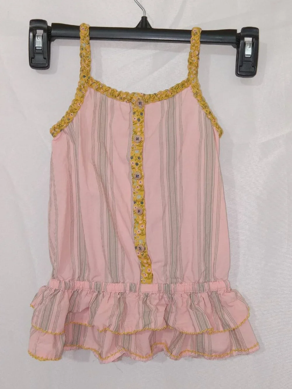 Matilda Jane Morning Sunrise Tank Girls Sz 4 Joanna Gaines Ruffle Strappy Pink